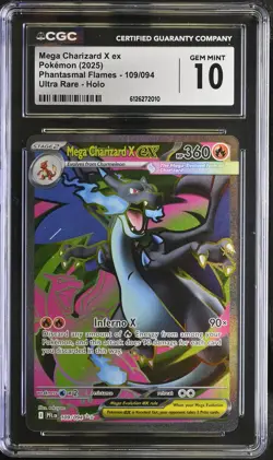 MEGA CHARIZARD X EX Phantasmal Flames Ultra Rare #109 CGC 10 Pokemon - Image 1