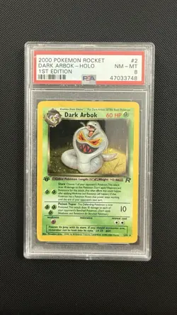 Pokemon TCG Dark Arbok 1st Edition 2000 Team Rocket Holo Foil Rare PSA 8 NM-MT - Image 1