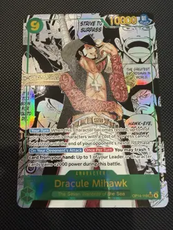 One Piece Dracule Mihawk OP14-119 Manga Alternate Art NM The Azure Sea’s Seven - Image 1