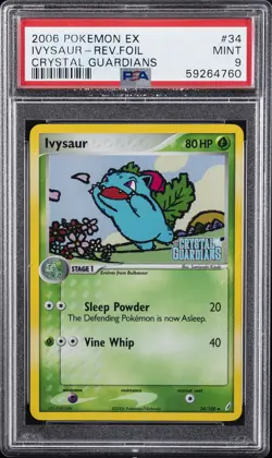 2006 POKEMON EX CRYSTAL GUARDIANS #34 IVYSAUR-REVERSE FOIL PSA 9 - Image 1