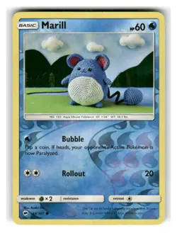 Marill 34/147 Common Burning Shadows Pokemon Reverse Holo Lightly Played - Image 1