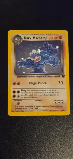 Dark Machamp 10/82 Unlimited Holo Rare Team Rocket Pokemon HP - Image 1