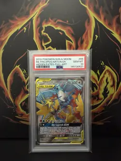 2019 POKEMON HIDDEN FATES #66 FULL ART/MOLTRES & ZAPDOS & ARTICUNO GX PSA 10 - Image 1