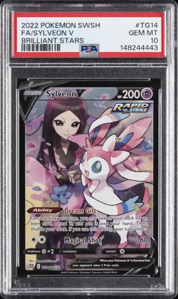 2022 POKEMON SWORD & SHIELD BRILLIANT STARS #TG14 FULL ART/SYLVEON V PSA 10 - Image 1