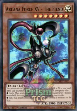 1st ed Arcana Force XV - The Fiend super rare MZMI-EN015 Yugioh - Image 1