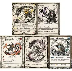 Pokemon Sumi-e Bushin Series Card Lot Pikachu Gengar Mew Samurai Art Style - Image 1