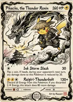 Pokemon Sumi-e Bushin Series Card Lot Pikachu Gengar Mew Samurai Art Style - Image 2