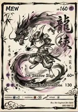 Pokemon Sumi-e Bushin Series Card Lot Pikachu Gengar Mew Samurai Art Style - Image 4