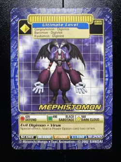 Mephistomon BO-282 Digimon Digi-battle Series 6 Bandai Trading Card - Rare - Image 1