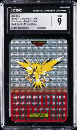 1996 POKEMON BANDAI CARDDASS #145 ZAPDOS CGC 9 - Image 1