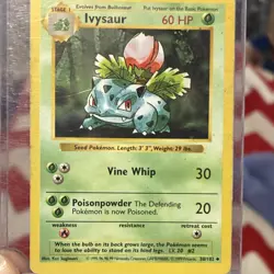 Pokemon TCG Ivysaur Base Set Shadowless Uncommon Unlimited Stage 1 30/102 60 HP - Image 1