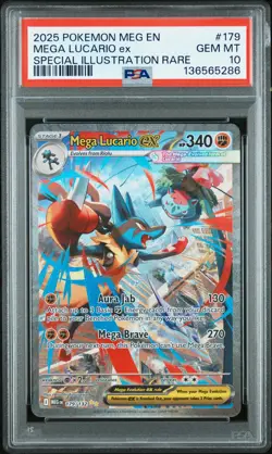 2025 POKEMON MEG EN-MEGA EVOLUTION #179 MEGA LUCARIO EX PSA 10 - Image 1