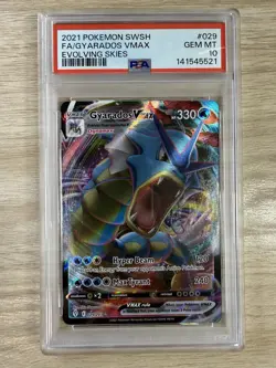 POKEMON 2021 Evolving Skies Full Art GYARADOS Vmax #029 PSA 10 Gem Mint - Image 1