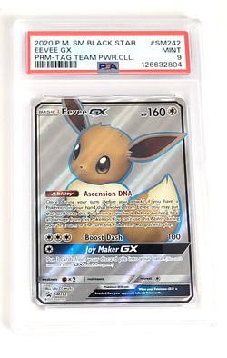 2020 Pokemon SM Black Star Eevee GX #SM242 Promo Tag Team Power Collection PSA 9 - Image 1