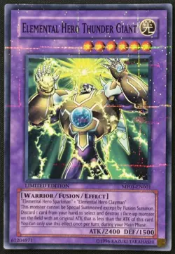 Yugioh Elemental Hero Thunder Giant Limited Edition Parallel Rare MF01-EN001 NM - Image 1