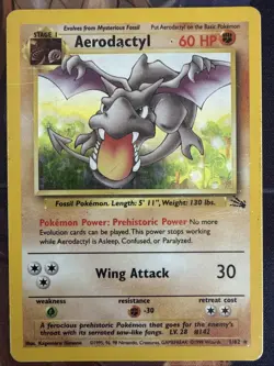 Aerodactyl Fossil 1/62 Holo Rare 60 HP Pokemon Card Unlimited English 1999 - Image 1