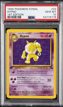 1999 POKEMON FOSSIL 1ST EDITION #23 HYPNO PSA 10 - Image 1