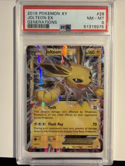 2016 POKEMON XY GENERATIONS #28 JOLTEON EX PSA 8 - Image 1