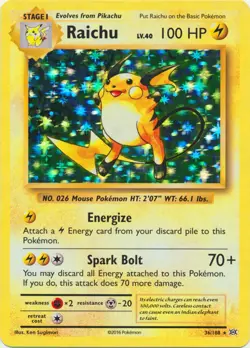 Lightly Played Raichu - 36/108 - Holo Rare Pokemon Evolutions - Image 1