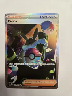 POKEMON TCG PENNY SUPPORTER PALDEAN FATES SIR HOLO 239/091 - Image 1