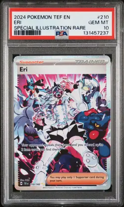 2024 POKEMON TEF EN-TEMPORAL FORCES SPECIAL ILLUSTRATION RARE #210 ERI PSA 10 - Image 1