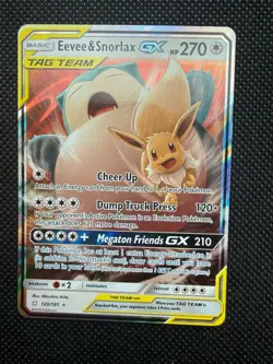 Pokemon Eevee & Snorlax GX 120/181 Team Up Ultra Rare TAG TEAM Holo HP270 - Image 1