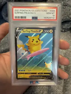 2021 Pokemon Celebrations Surfing Pikachu V #008 PSA 10 - Image 3