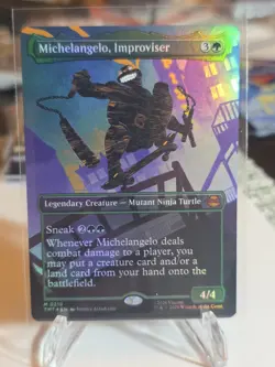 Michelangelo, Improviser (Borderless) [Teenage Mutant Ninja Turtles] Foil Near M - Image 1