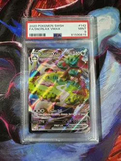 Snorlax VMAX 142/202 SWSH01 Sword & Shield PSA 9 Mint Pokemon TCG - Image 1