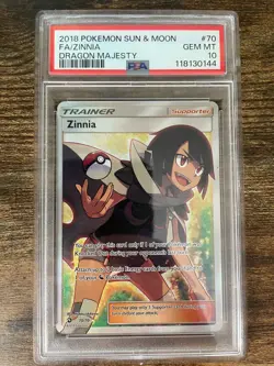 Pokemon Zinnia (Full Art) 70/70 Dragon Majesty Holo PSA 10 - Image 1