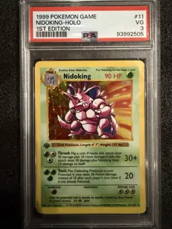 1999 Pokemon 1st Edition Base Set Shadowless Nidoking Holo Rare PSA 3 Vintage - Image 1