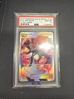Mars 2018 Pokemon Sun & Moon Full Art Ultra Prism #154 PSA 10 Gem Mint - Image 1