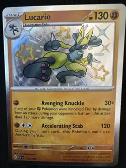 Lucario Pokemon TCG Scarlet & Violet Paldean Fates #174/091 Shiny Rare Fast Ship - Image 1