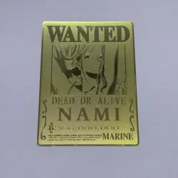 Nami - Wanted One Piece Anime Metal Gold Trading Card Etched Art Tc3 - Image 1
