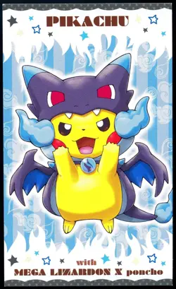 Pokemon 2015 Japanese Poncho Wearing Pikachu Business Card Charizard X - Image 1