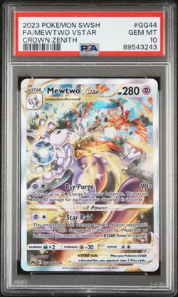 PSA 10 Mewtwo VSTAR Pokemon TCG Crown Zenith GG44 Sword & Shield 2023 - Image 1