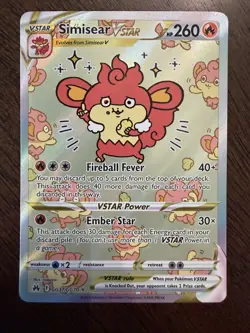 Pokemon Simisear VSTAR GG37/GG70 Crown Zenith Galarian Gallery Ultra Rare Holo - Image 1
