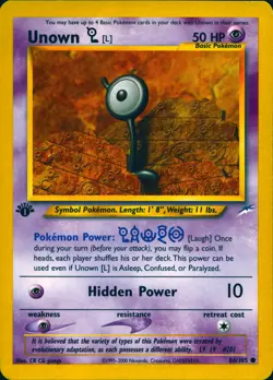 UNOWN [L] 86/105 COMMON NEO DESTINY POKEMON 1ST EDITION LP - Image 1