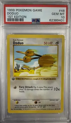 1999 Pokemon 1st Edition Doduo #48 Psa 10 Base Set Shadowless - Image 1