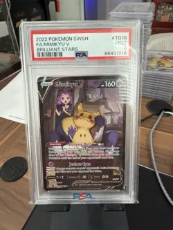 2022 POKEMON SWORD & SHIELD BRILLIANT STARS #TG16 FULL ART/MIMIKYU V PSA 9 - Image 1