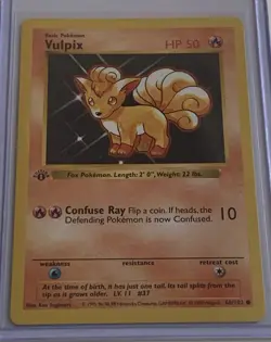 1999 Pokemon TCG Base 1st Edition Shadowless Vulpix #68/102 EX-NM - Image 1