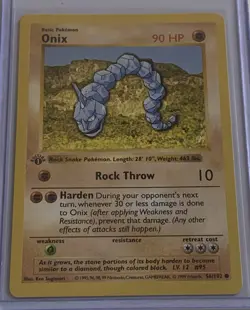 1999 Pokemon TCG Base 1st Edition Shadowless Onix #56/102 EX-NM - Image 1