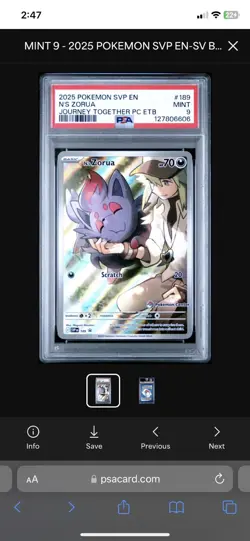 PSA 9 N’s Zorua 189 Pokemon Center Stamped Promo 2025 Journey Together Mint! - Image 1