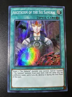 Yugioh Asceticism of the Six Samurai SPWA-EN048 Super Rare 1st Ed - Image 1