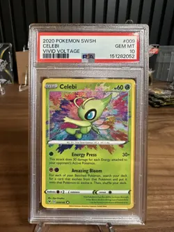 PSA 10 Celebi Vivid Voltage 009/185 SWSH Amazing Rare Graded Pokemon Card - Image 3