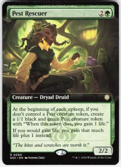 Pest Rescuer Extended Art 90 Secrets of Strixhaven Magic the Gathering - Image 1