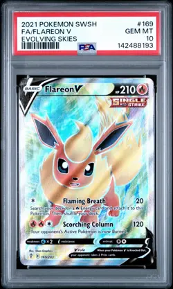 Pokemon Flareon V (Full Art) 169/203 SWSH07: Evolving Skies Holo PSA 10 - Image 1