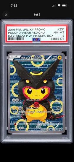 Pokemon Poncho-Wearing Pikachu Rayquaza Japanese Full Art Promo 231/XY-P PSA 8 - Image 2