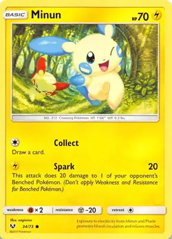 Minun 34/73 Shining Legends Pokemon - Image 1