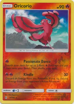 x1 Oricorio - 14/145 - Rare - Reverse Holo Pokemon SM2 Guardians Rising M/NM - Image 1